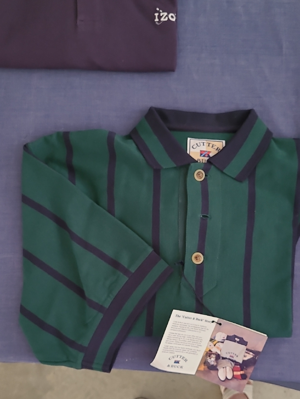 Cutter & Buck Green Polo with Navy Stripe Detail